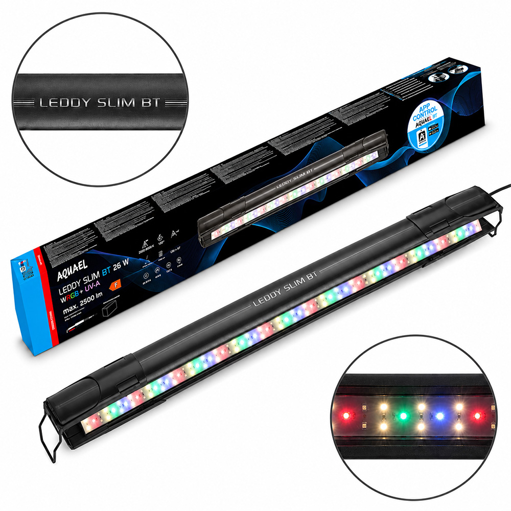 Aquael Leddy Slim BT 760 26W Czarna Lampa LED WRGB+UV do Akwarium 80-100cm